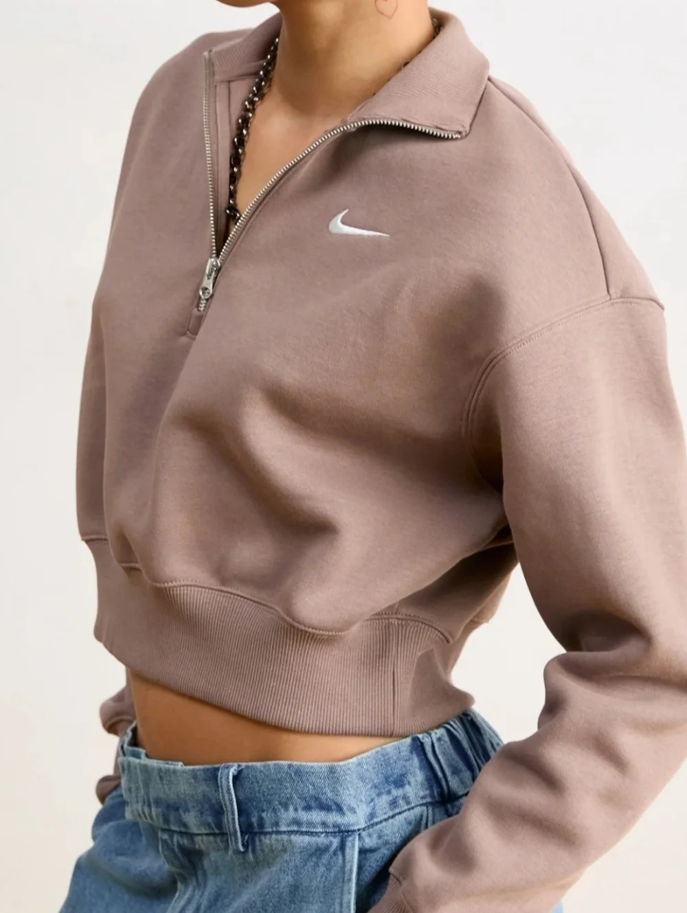 Nike Sportswear Phoenix FleeceWomen's 1/4-Zip Cropped Sweatshirt Medium - Picture 11 of 12